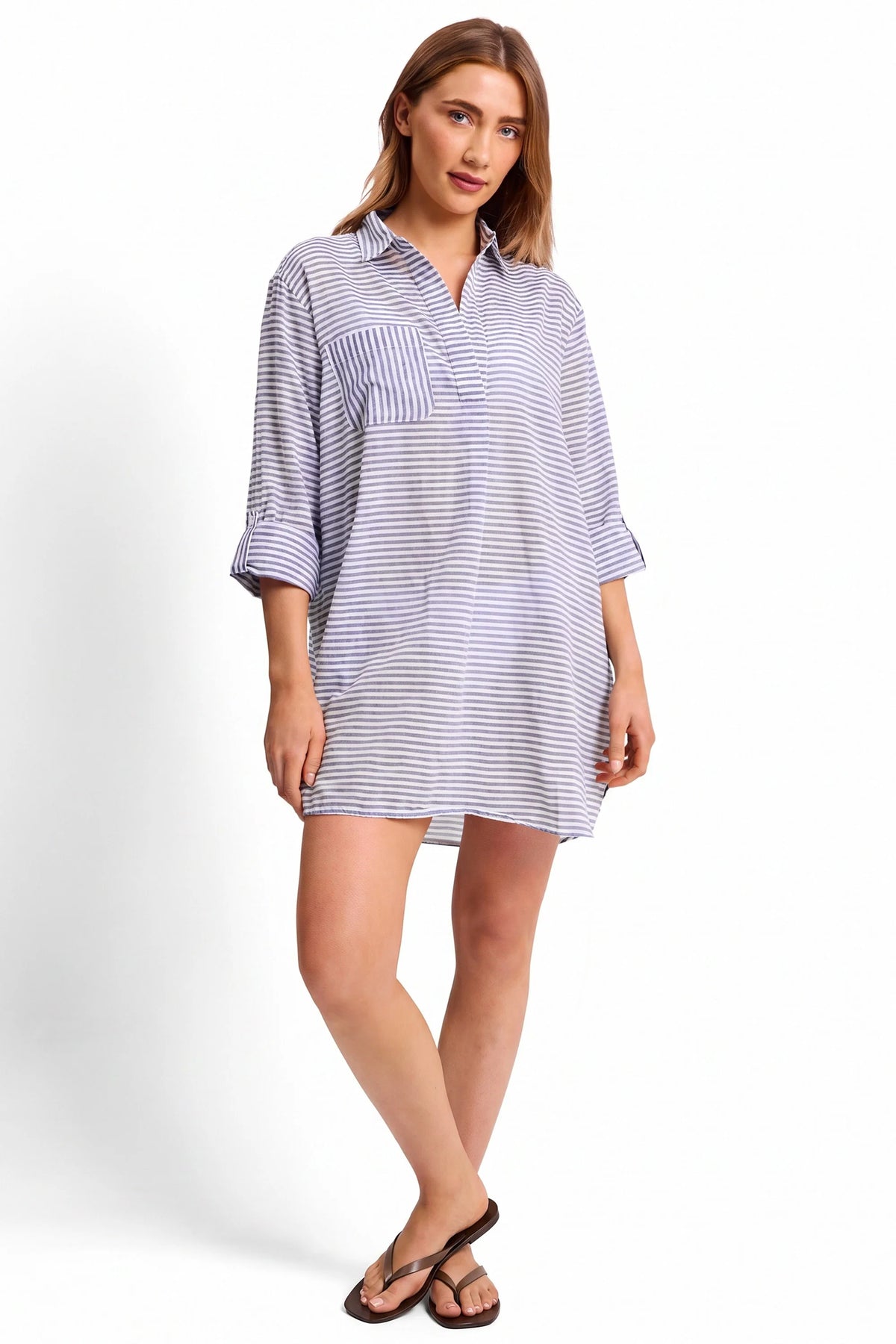 SUNSEEKER Summer Stripe Painters Shirt - Ink