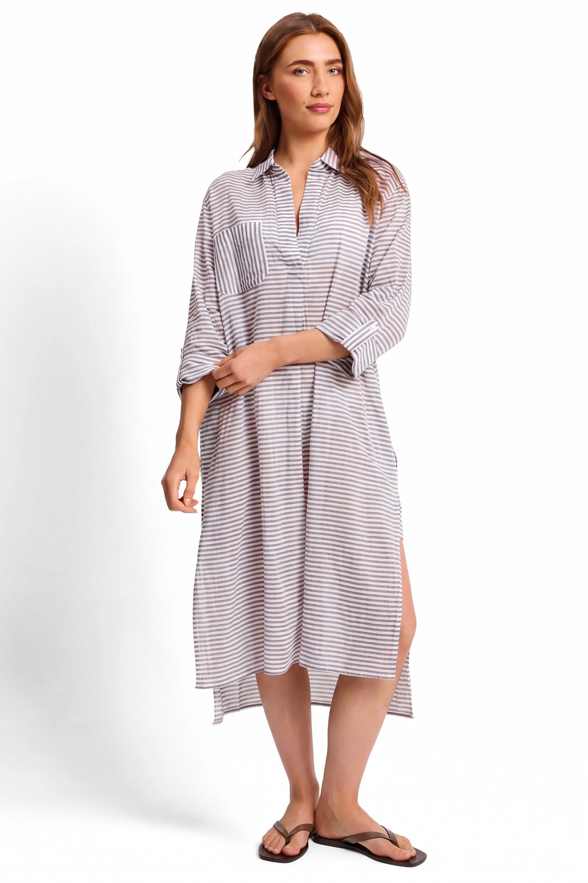 SUNSEEKER Summer Stripe Longline Shirt - Ink