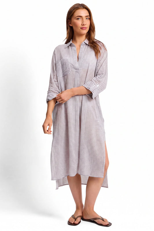 SUNSEEKER Summer Stripe Longline Shirt - Ink