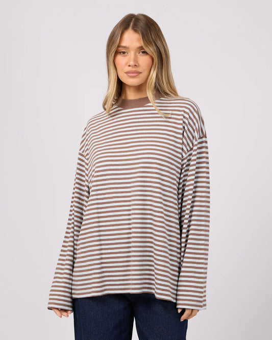 ALL ABOUT EVE Paloma Long Sleeve Stripe Tee - Ocean Blue