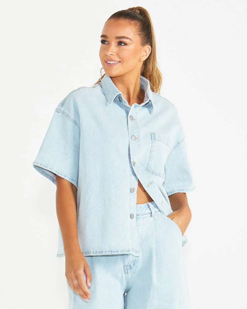 SASS Katrina Boyfriend Shirt - Snow Wash