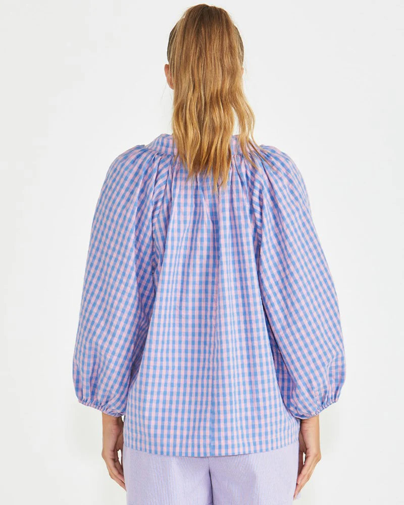 SASS Phillipa Top - Blue/Pink Gingham