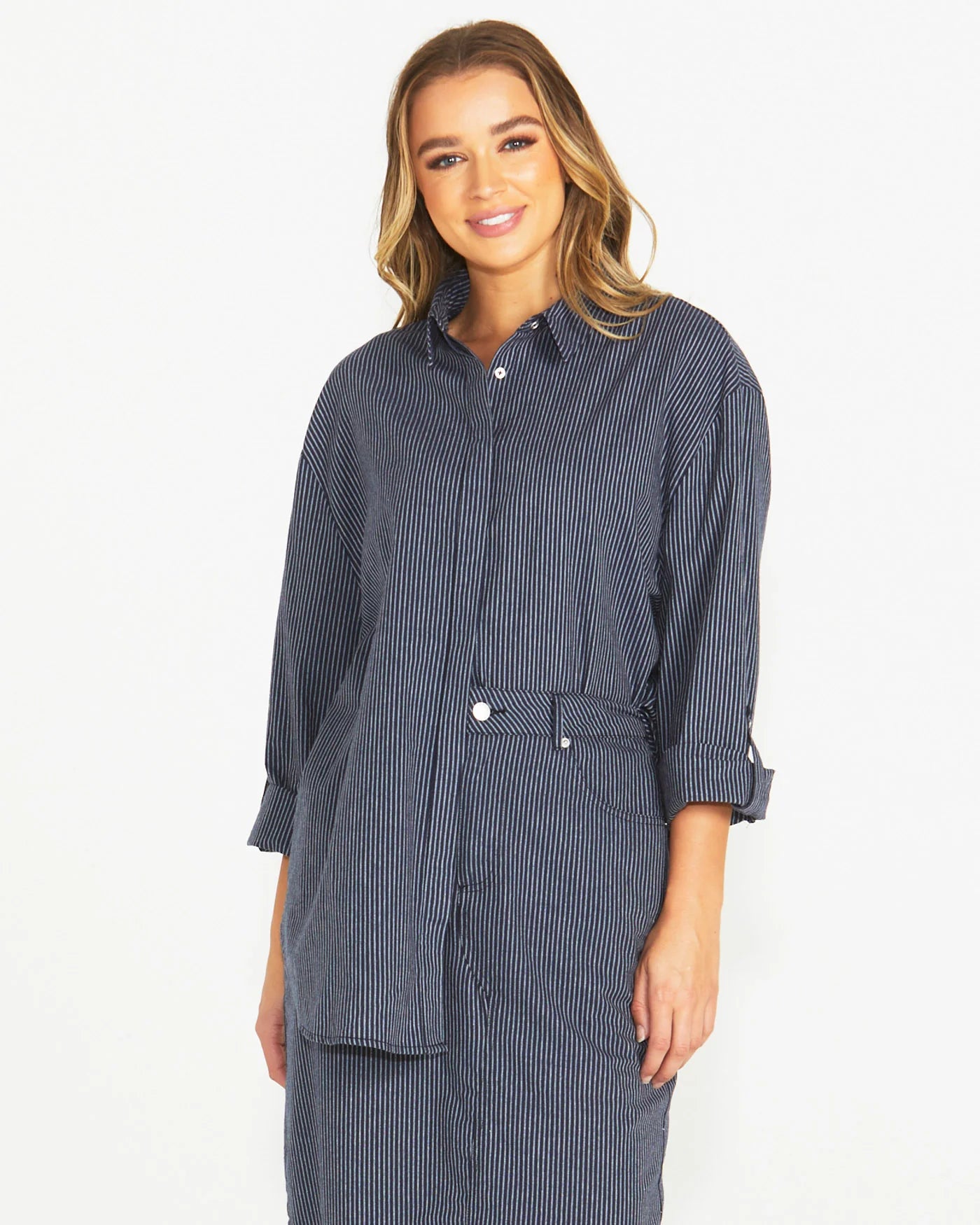 SASS Liberty Shirt - Navy/White Stripe