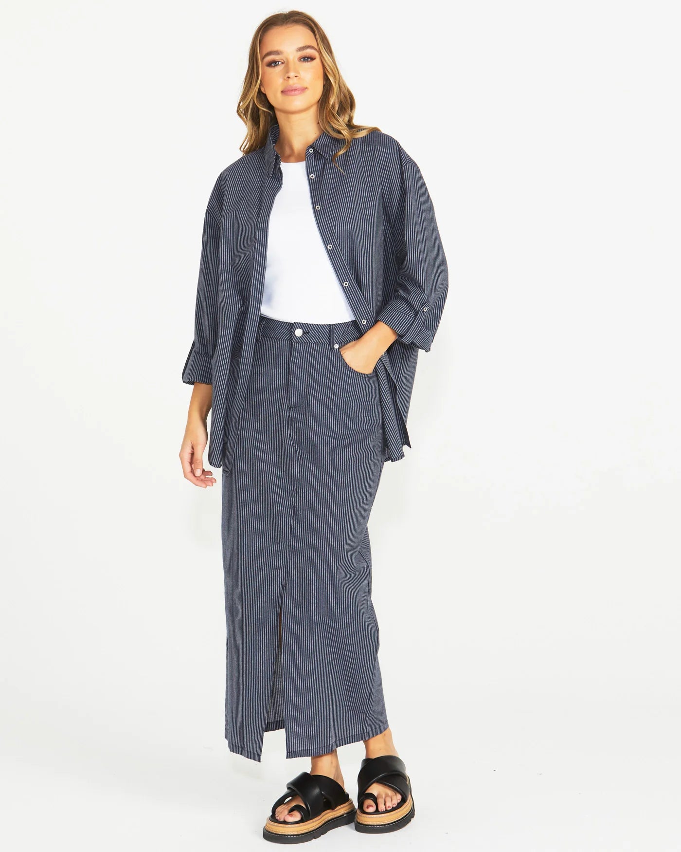 SASS Liberty Maxi Skirt - Navy/White Stripe