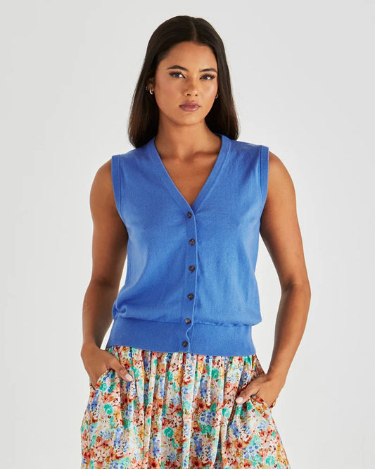 SASS Leo Knit Vest - Cornflour