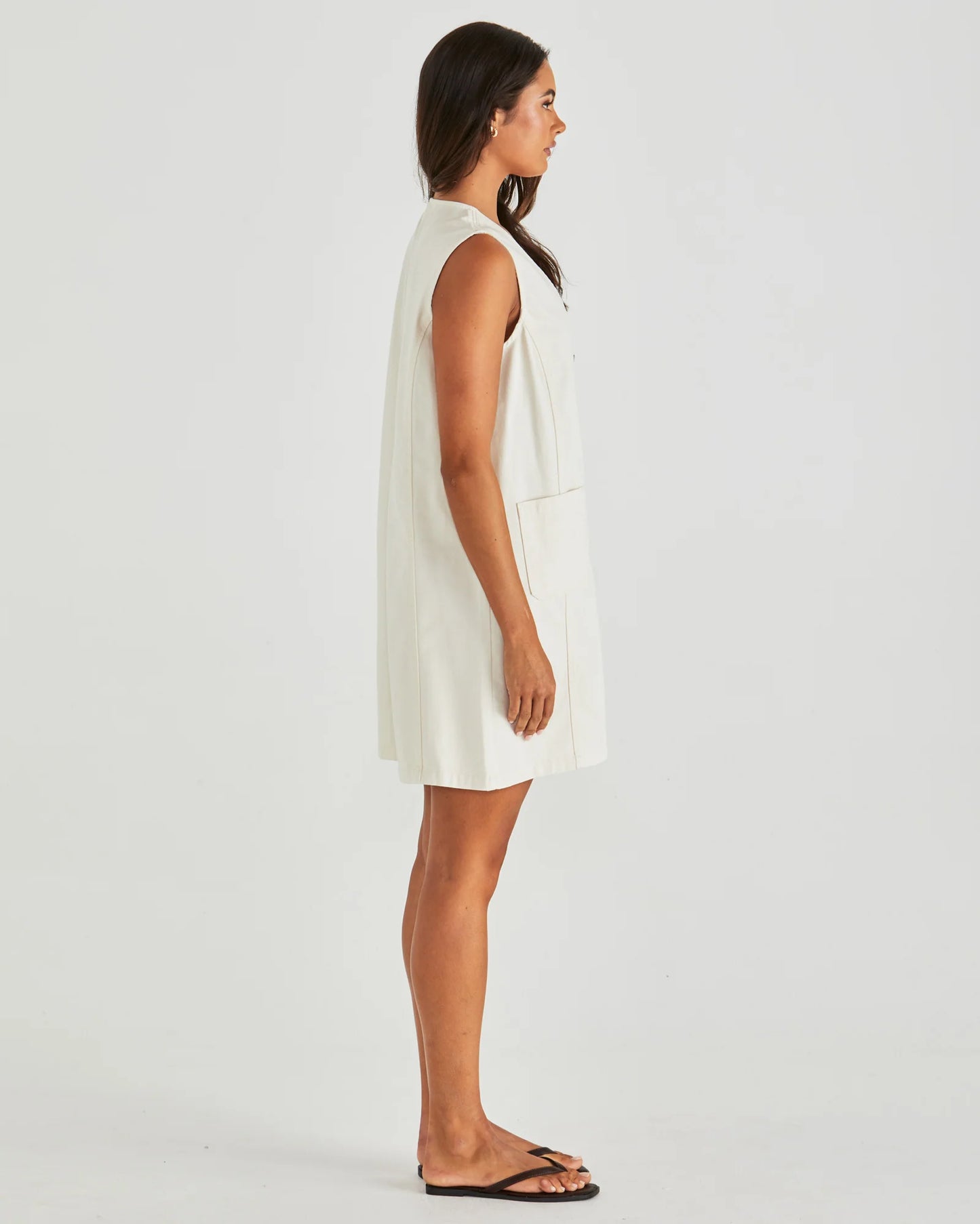 SASS Sabine Demin Vest Dress - Parchment Wash