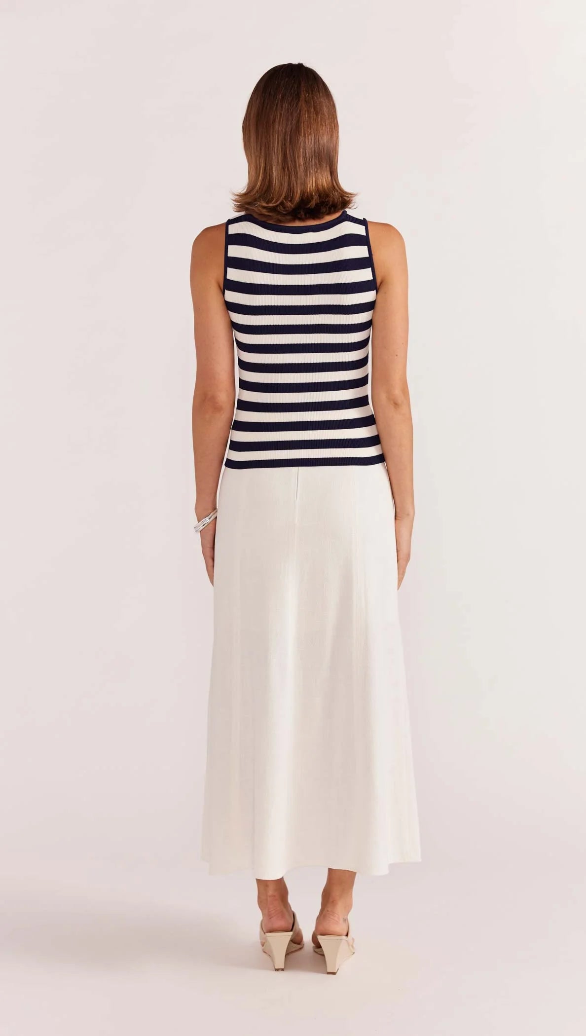 STAPLE THE LABEL Loren Stripe Knit Tank - Navy / White Stripe