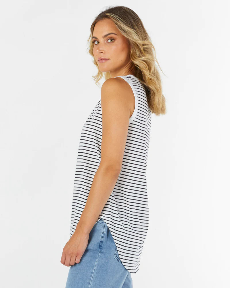 BETTY BASICS KEIRA TANK - JET BLACK STRIPE