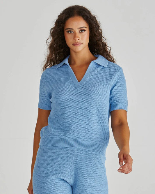 SASS Aubrie Knit Polo - Blue