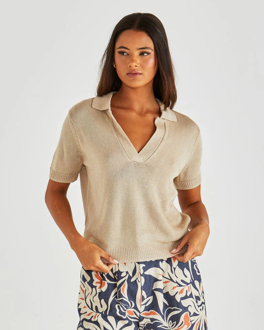 SASS Abbie Knit Polo - Neutral