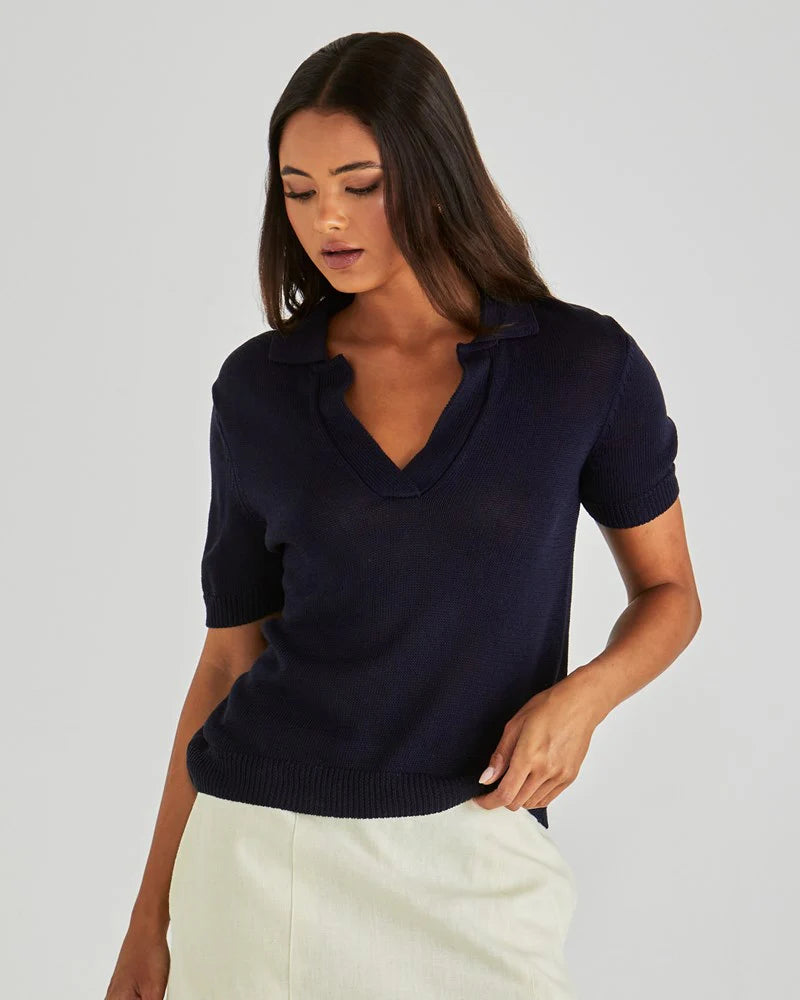 SASS Abbie Knit Polo - Navy