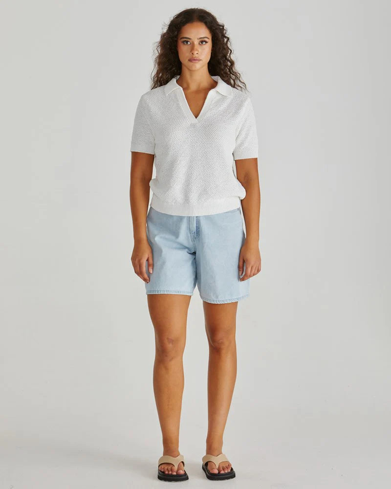 SASS Aubrie Knit Polo - White