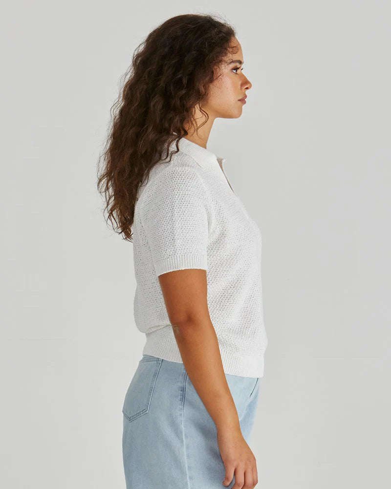 SASS Aubrie Knit Polo - White