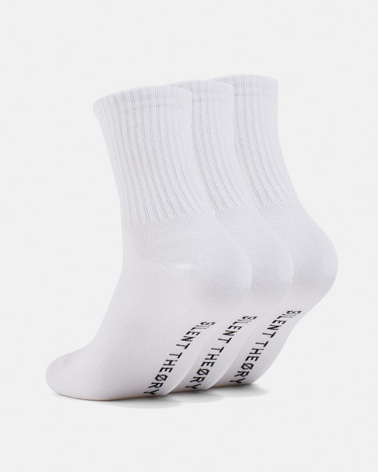 SILENT THEORY crew Sock 3 Pack - White