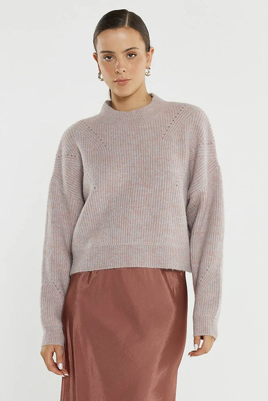 SASS Innes Pointelle Jumper - Pink Marle