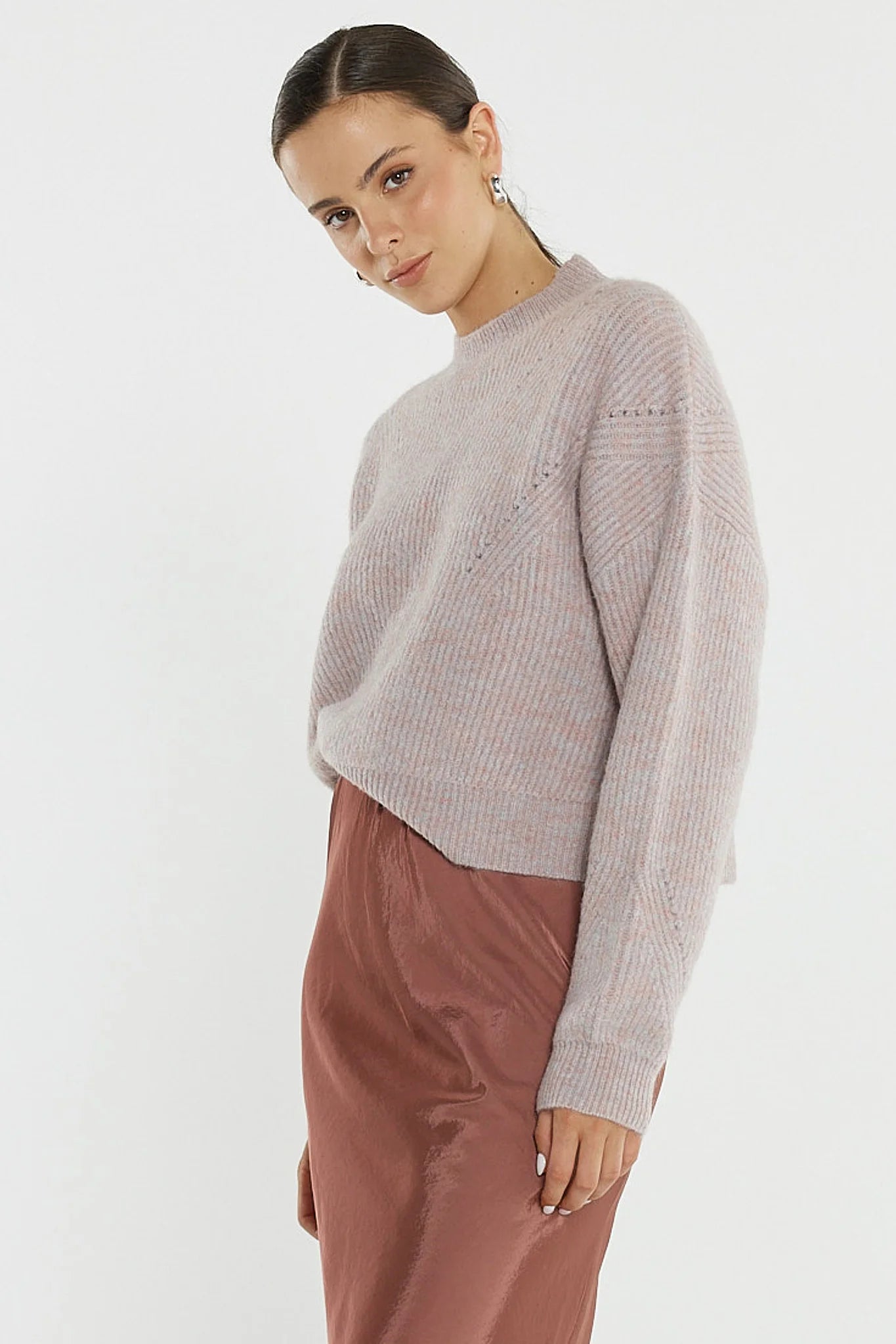 SASS Innes Pointelle Jumper - Pink Marle
