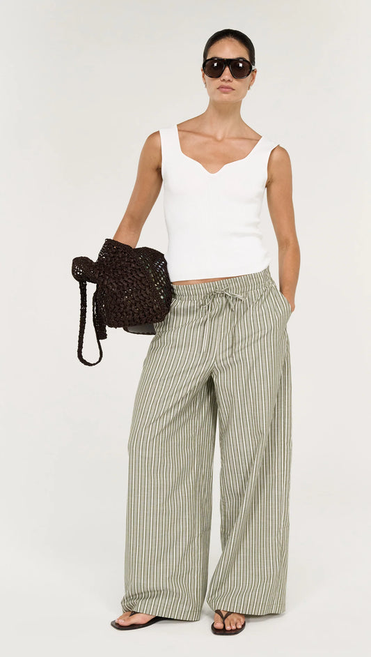STAPLE THE LABEL Lisara Relaxed Pant - Khaki/White