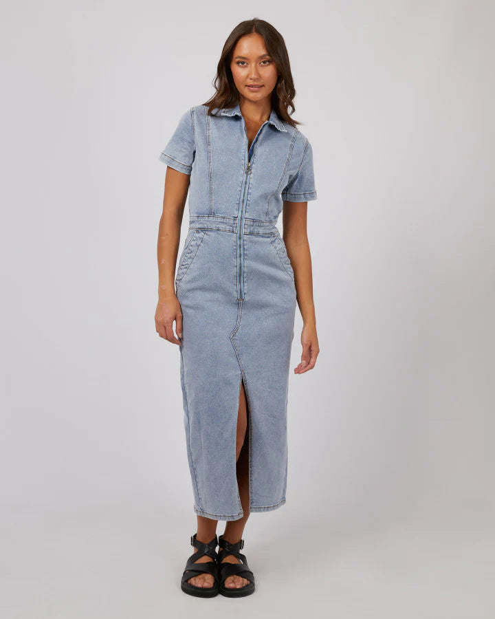 SILENT THEORY BOSTON MIDI DRESS -light Blue