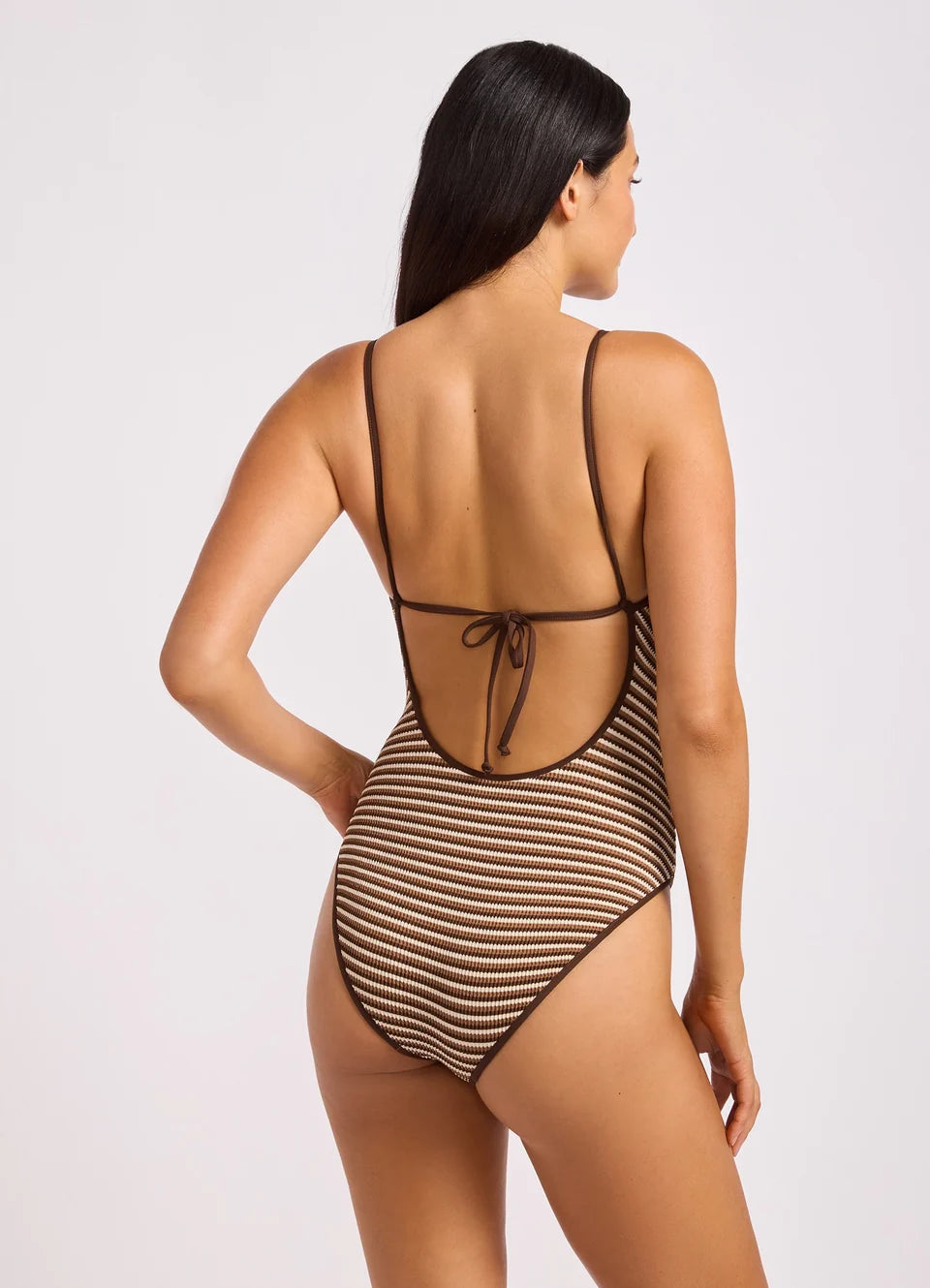 SEAFOLLY Horizons Scoop Neck Tie Back One Piece Swimsuit Mocha