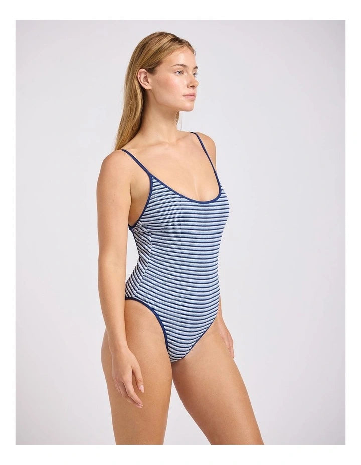 SEAFOLLY Horizons Scoop Neck Tie Back One Piece Swimsuit Marine