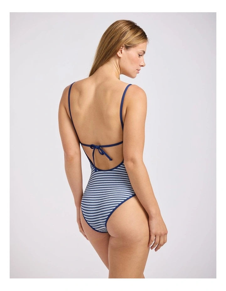 SEAFOLLY Horizons Scoop Neck Tie Back One Piece Swimsuit Marine