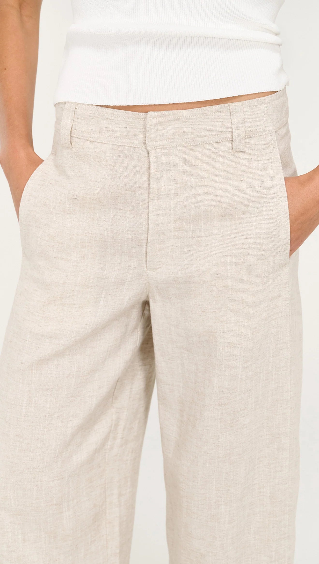 STAPLE THE LABEL Neve Linen Barrell Leg Pant - Oat