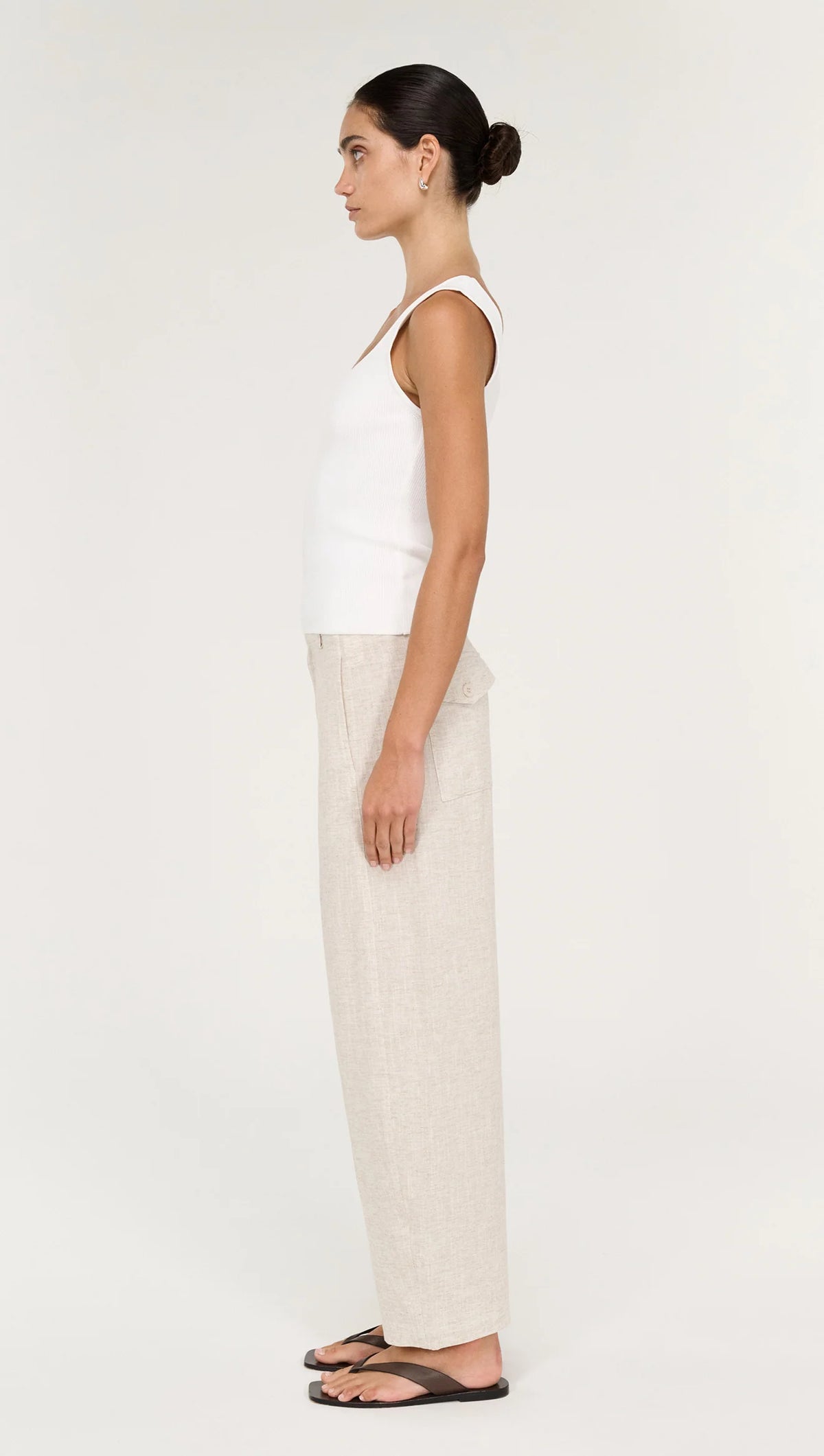 STAPLE THE LABEL Neve Linen Barrell Leg Pant - Oat