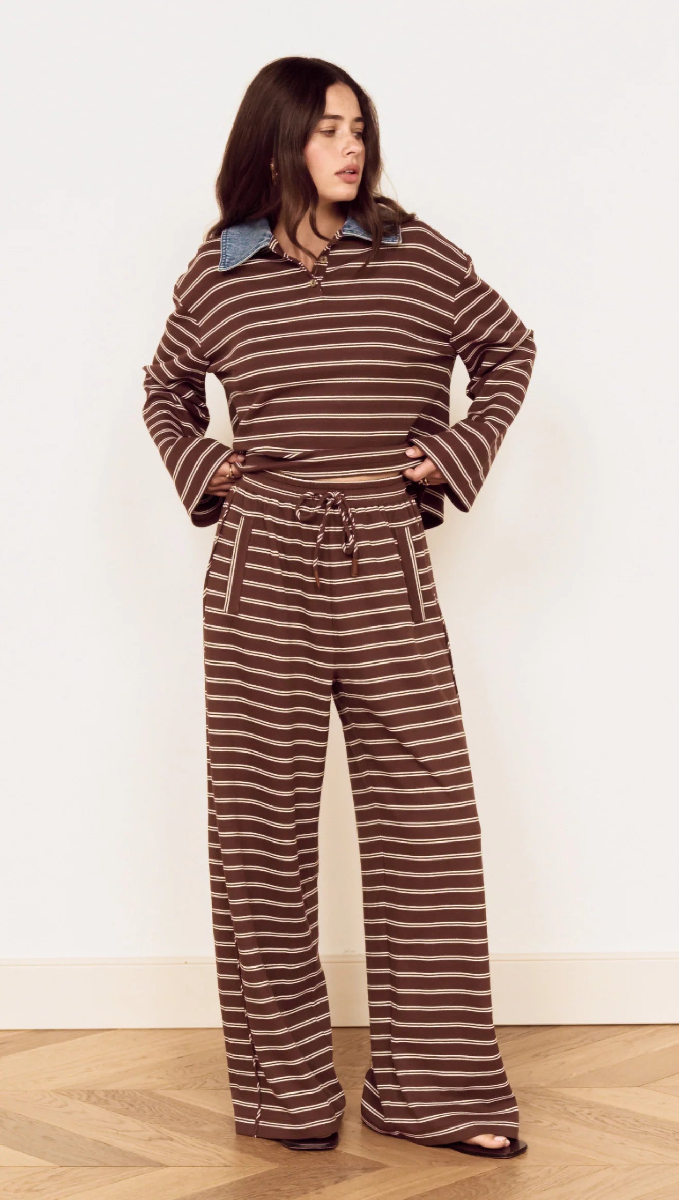 MINKPINK Vesper Drawstring Pant - Chocolate Stripe
