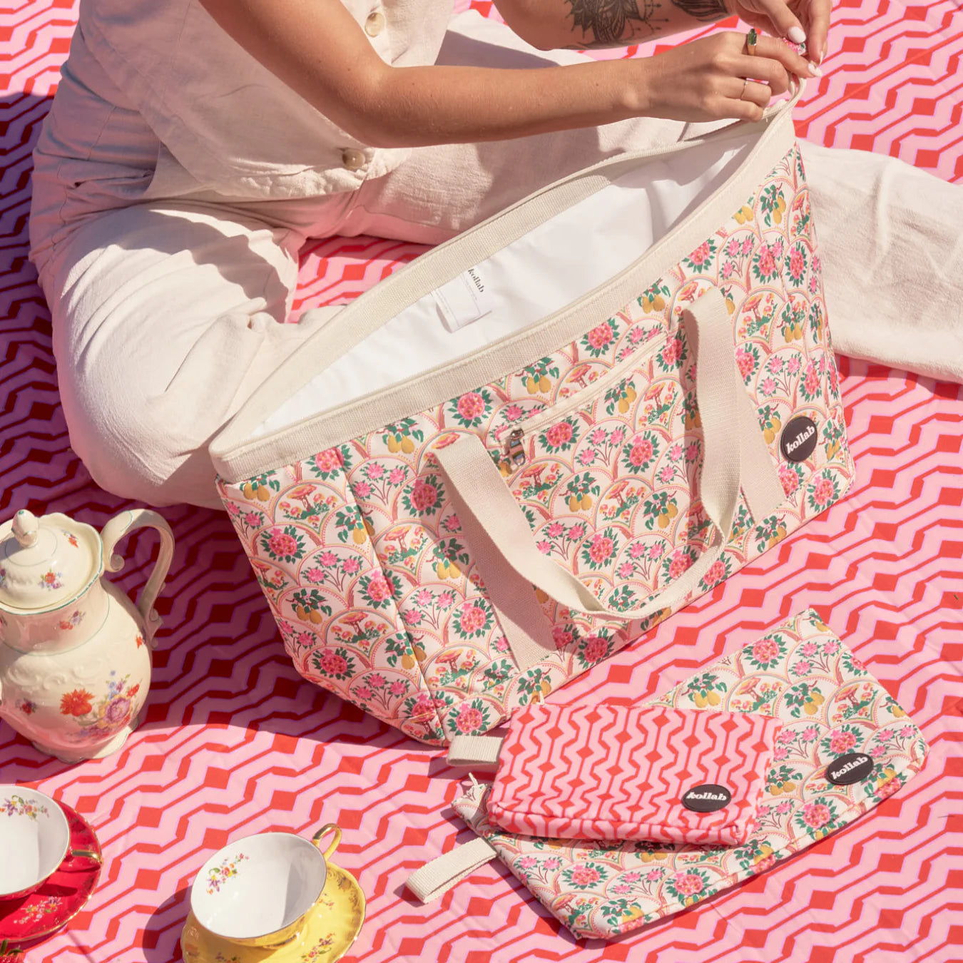 KOLLAB Mini Pouch - Cherry Zig Zag