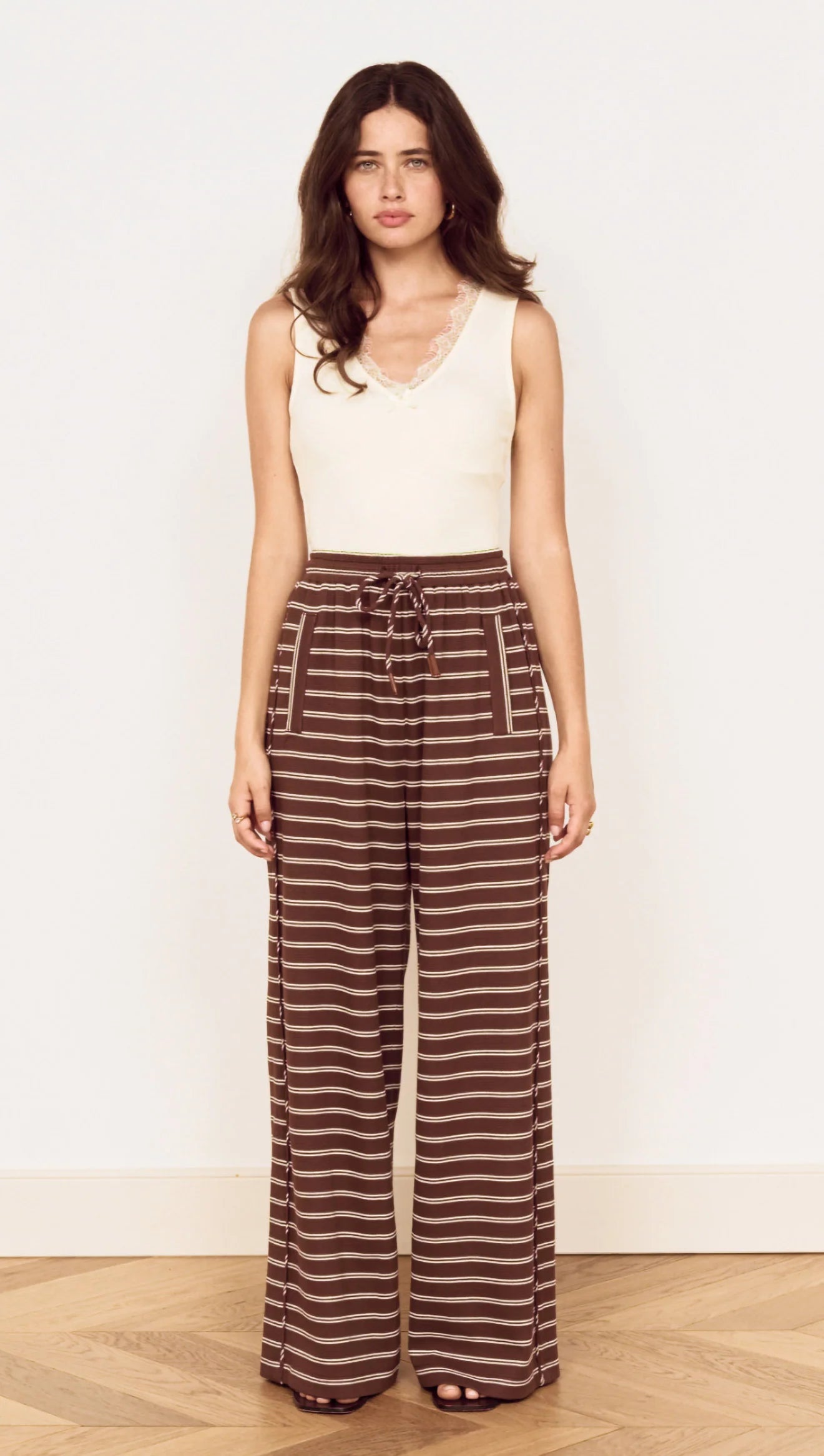 MINKPINK Vesper Drawstring Pant - Chocolate Stripe