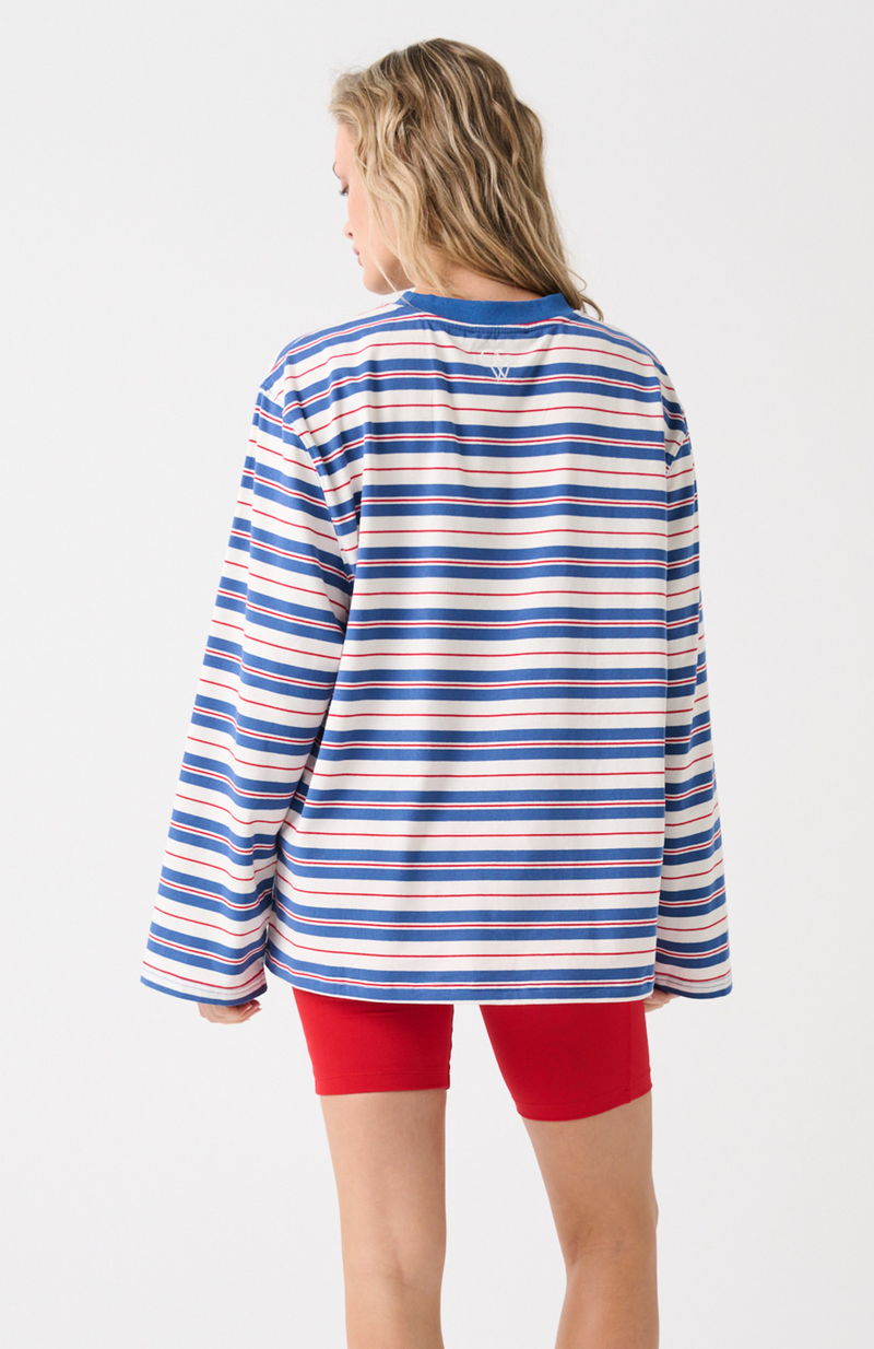 CARTEL & WILLOW Carter Long Sleeve - Red/Slate Stripe