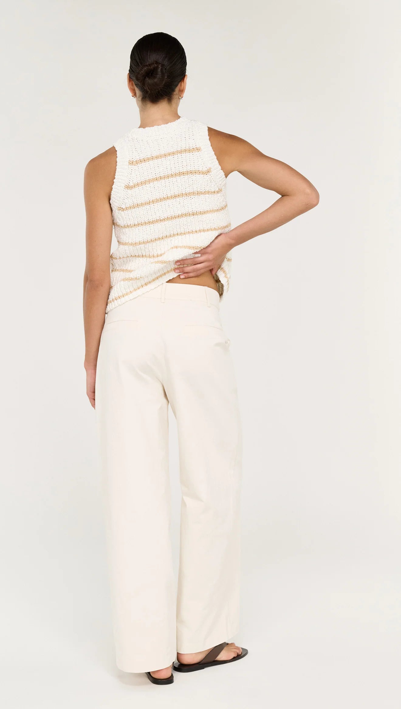 STAPLE THE LABEL Cove Stripe Knit Tank - White/Beige