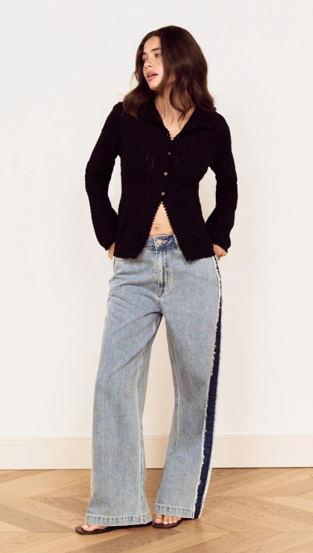MINKPINK Tate Contrast Denim Jean - Mid Blue