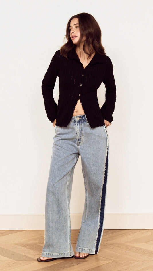 MINKPINK Tate Contrast Denim Jean - Mid Blue