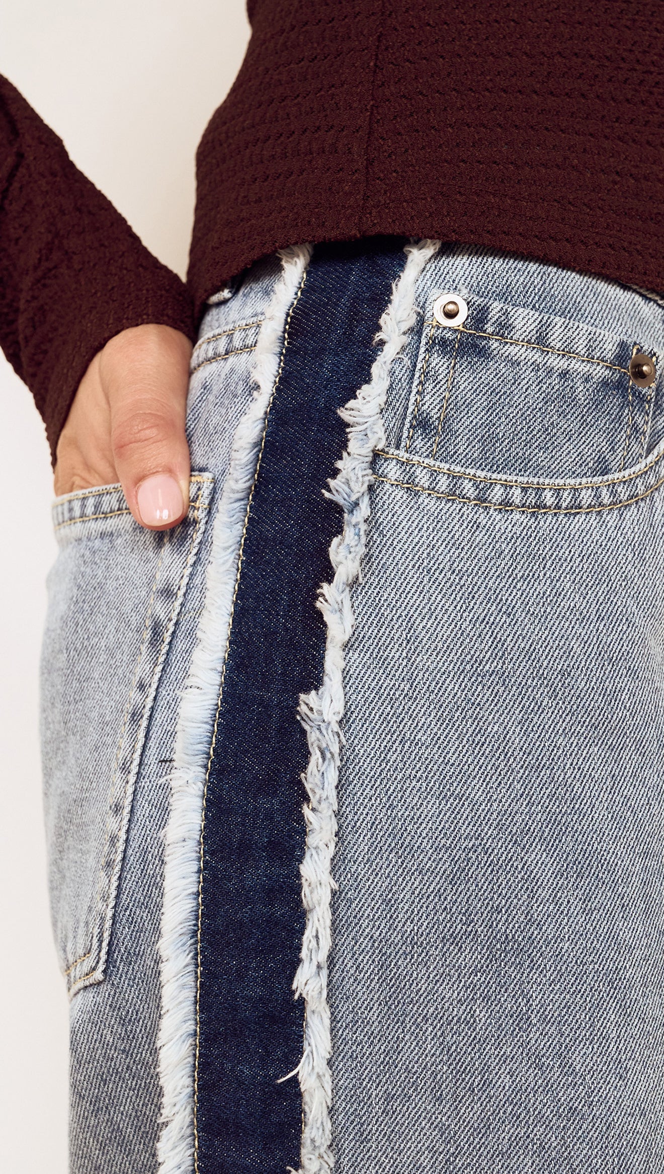 MINKPINK Tate Contrast Denim Jean - Mid Blue