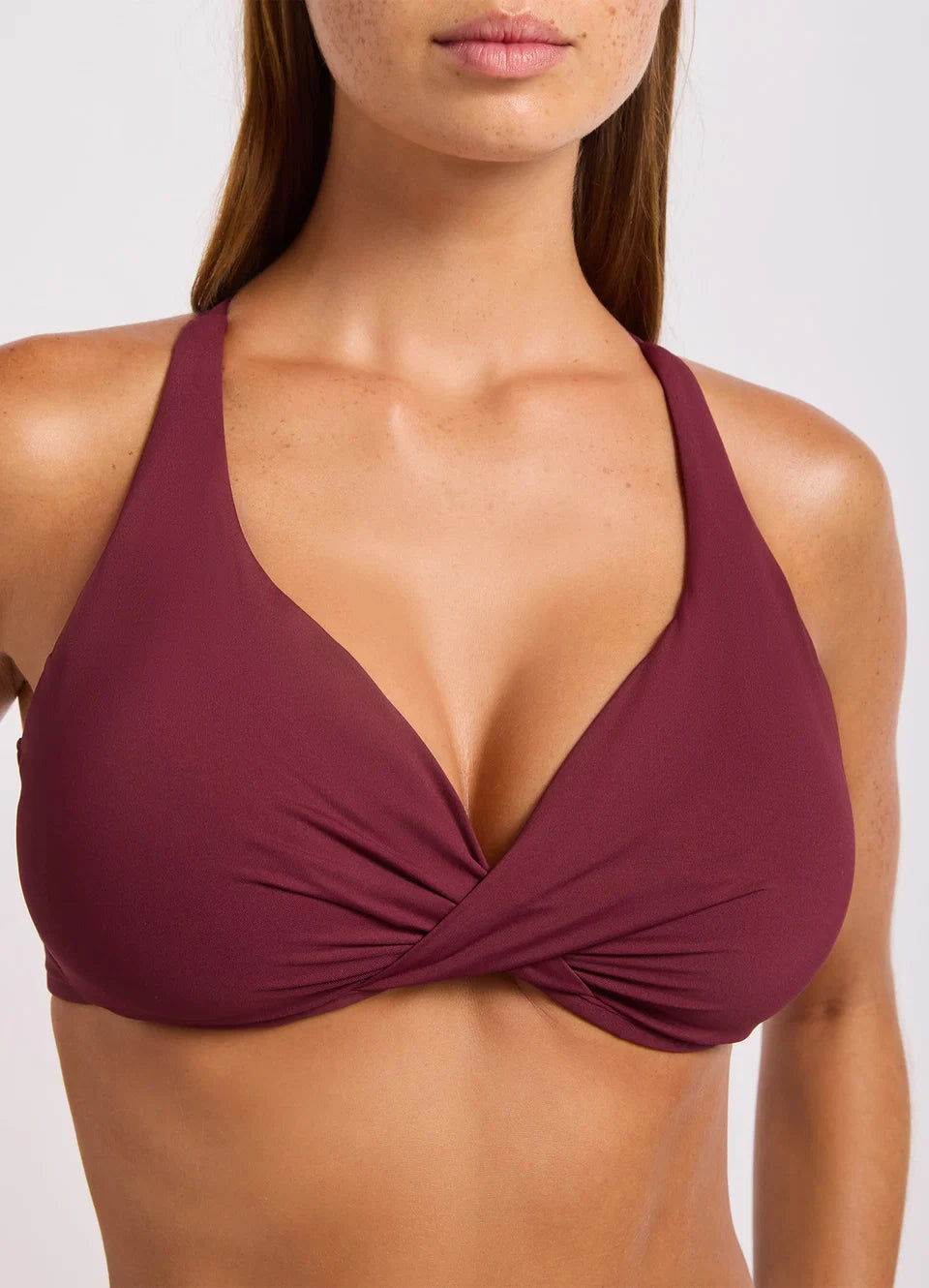 SEAFOLLY Collective Wrap Front F Cup Bikini Top - Dark Burgandy