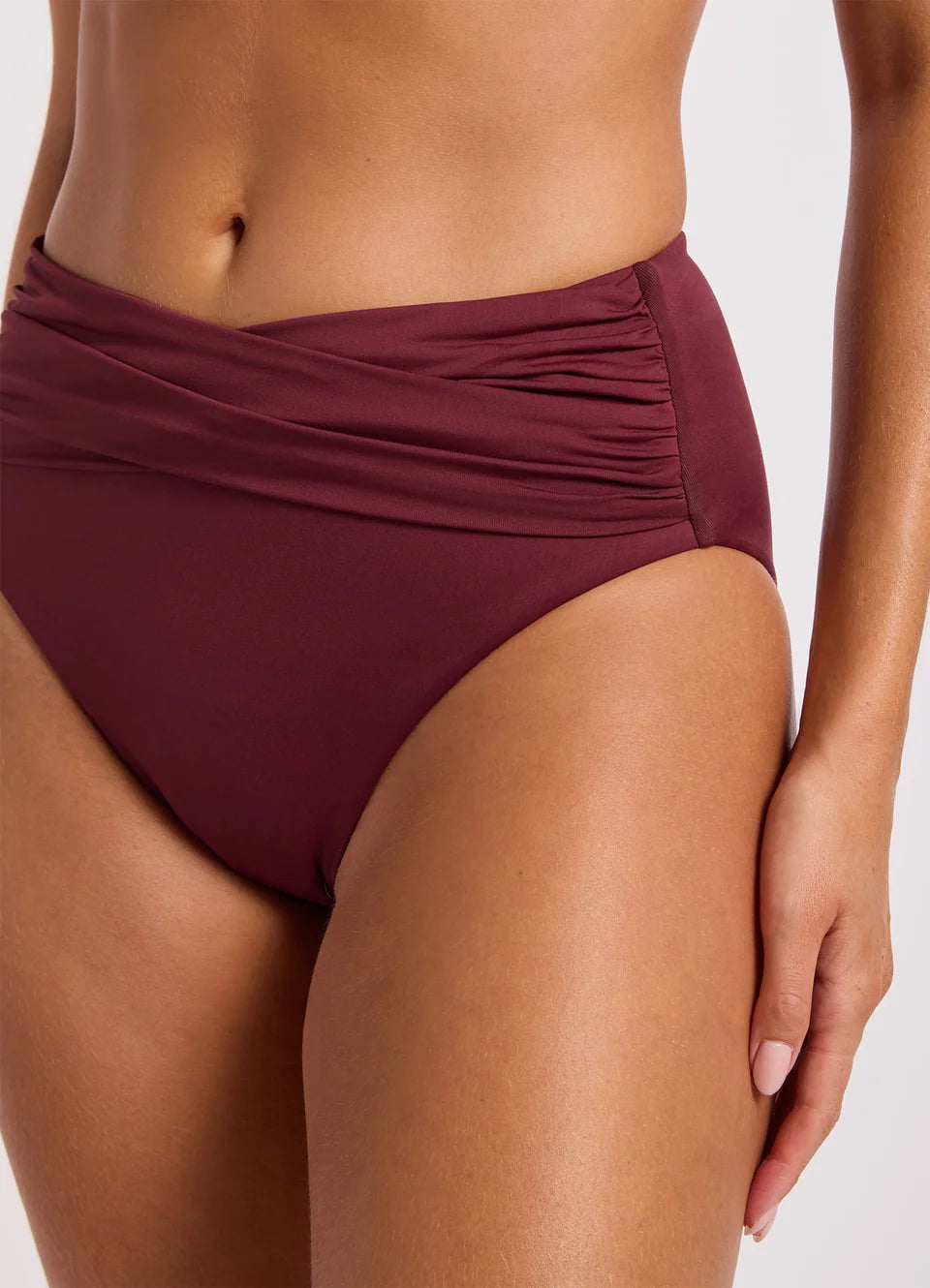SEAFOLLY Colective High Waist Wrap Front Bikini Bottom - Dark Burgandy