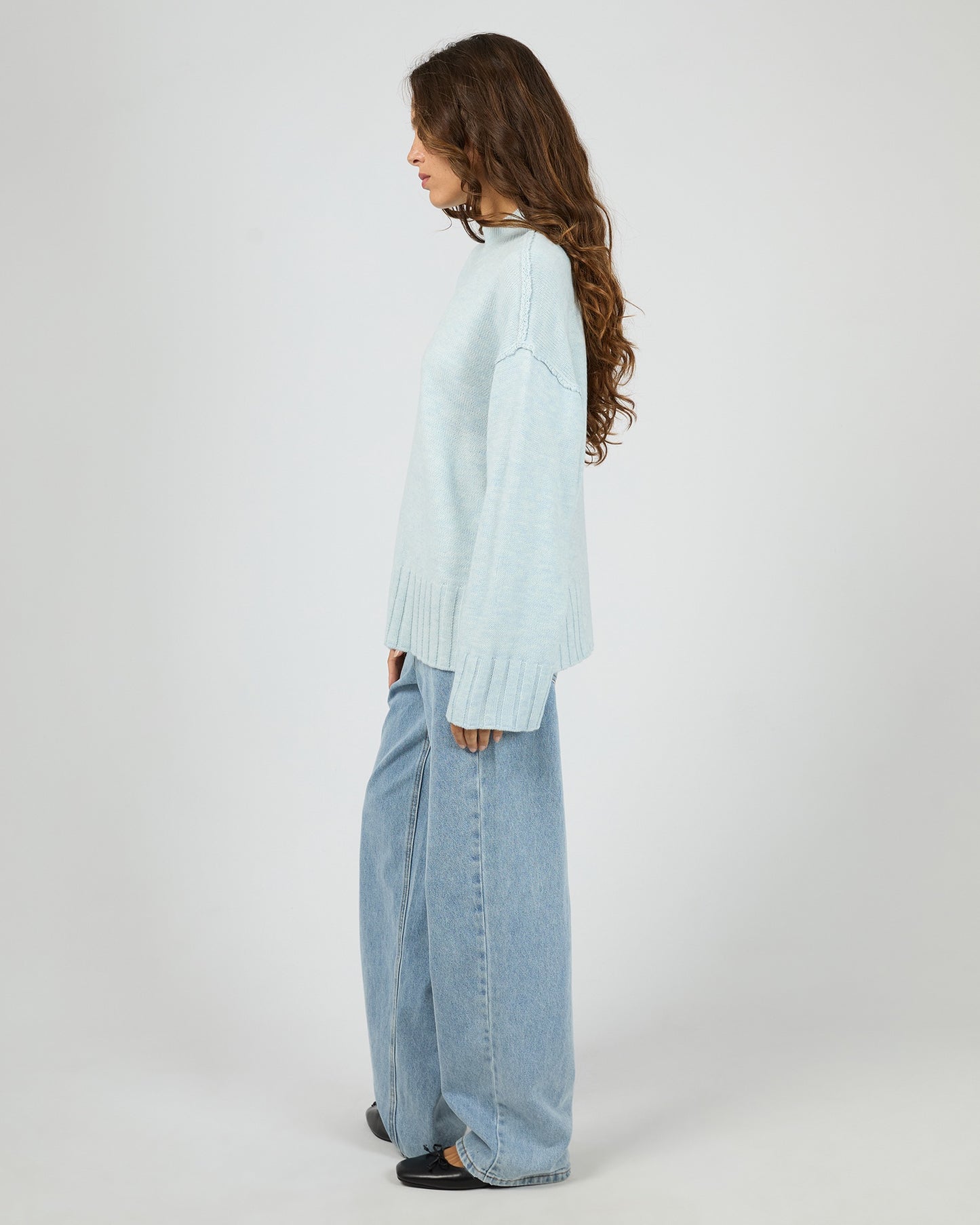 SILENT THEORY Lotus Knit Jumper - Light Blue