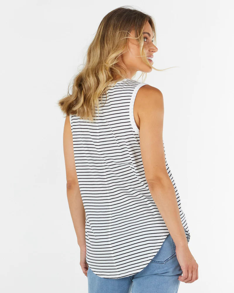 BETTY BASICS KEIRA TANK - JET BLACK STRIPE