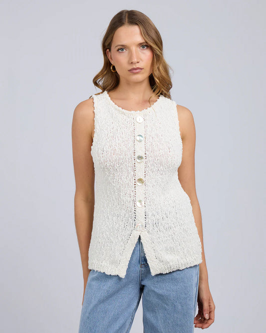 SILENT THEORY Belle Knit Vest - White