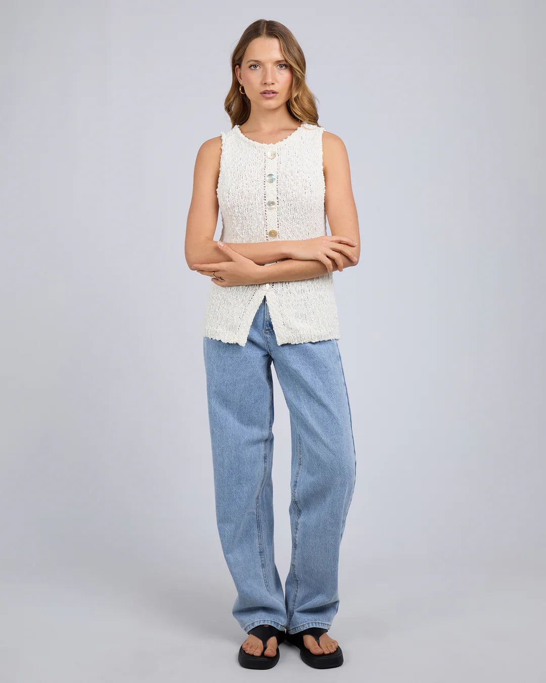 SILENT THEORY Belle Knit Vest - White