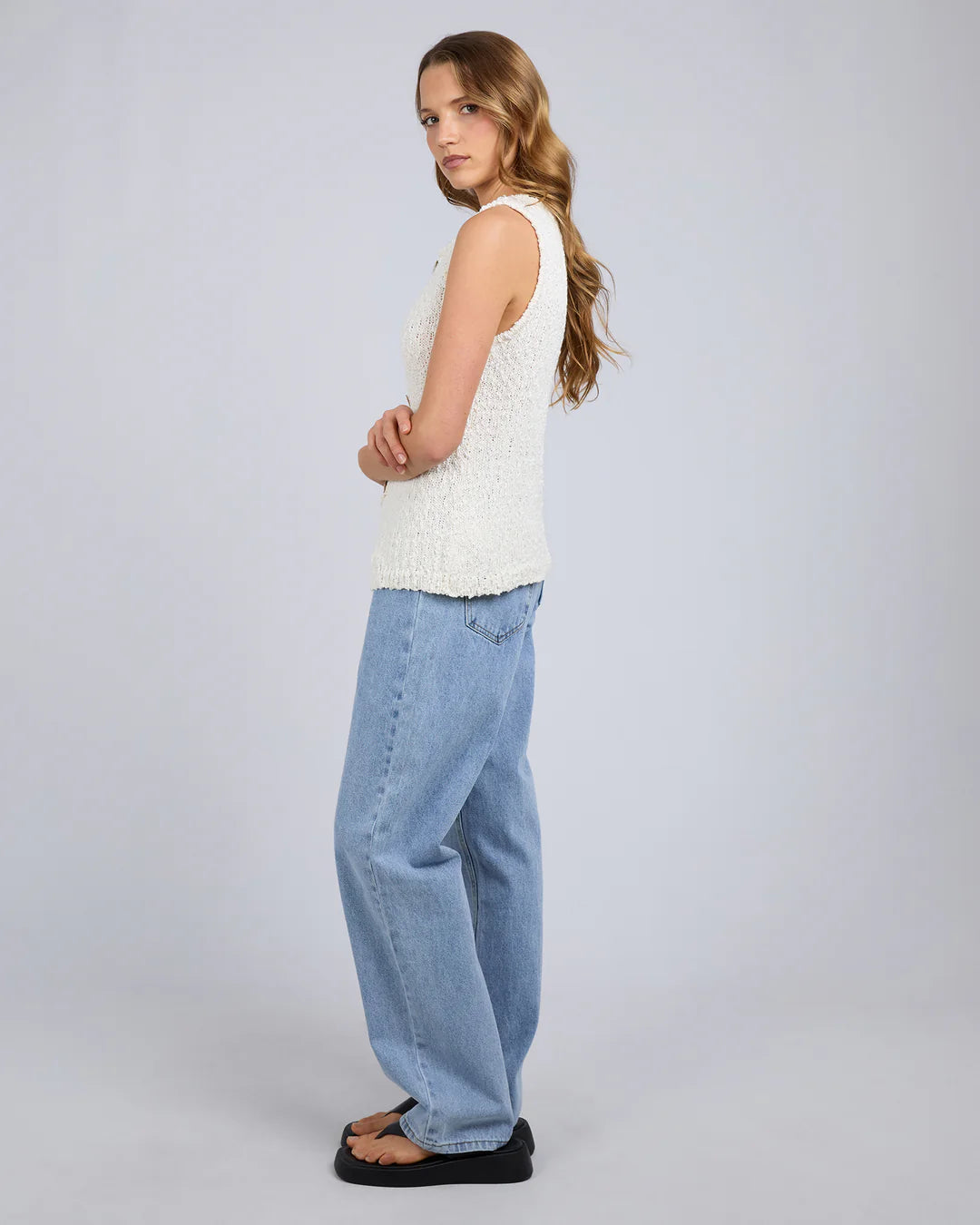 SILENT THEORY Belle Knit Vest - White