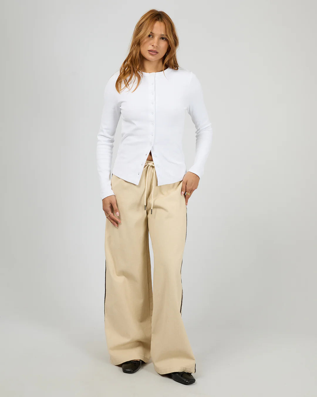 SILENT THEORY Rory Drawstring Pant - Chalk