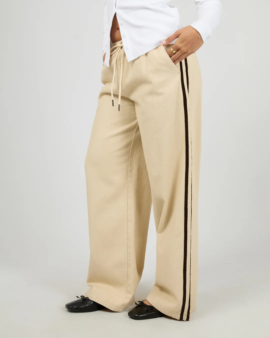SILENT THEORY Rory Drawstring Pant - Chalk
