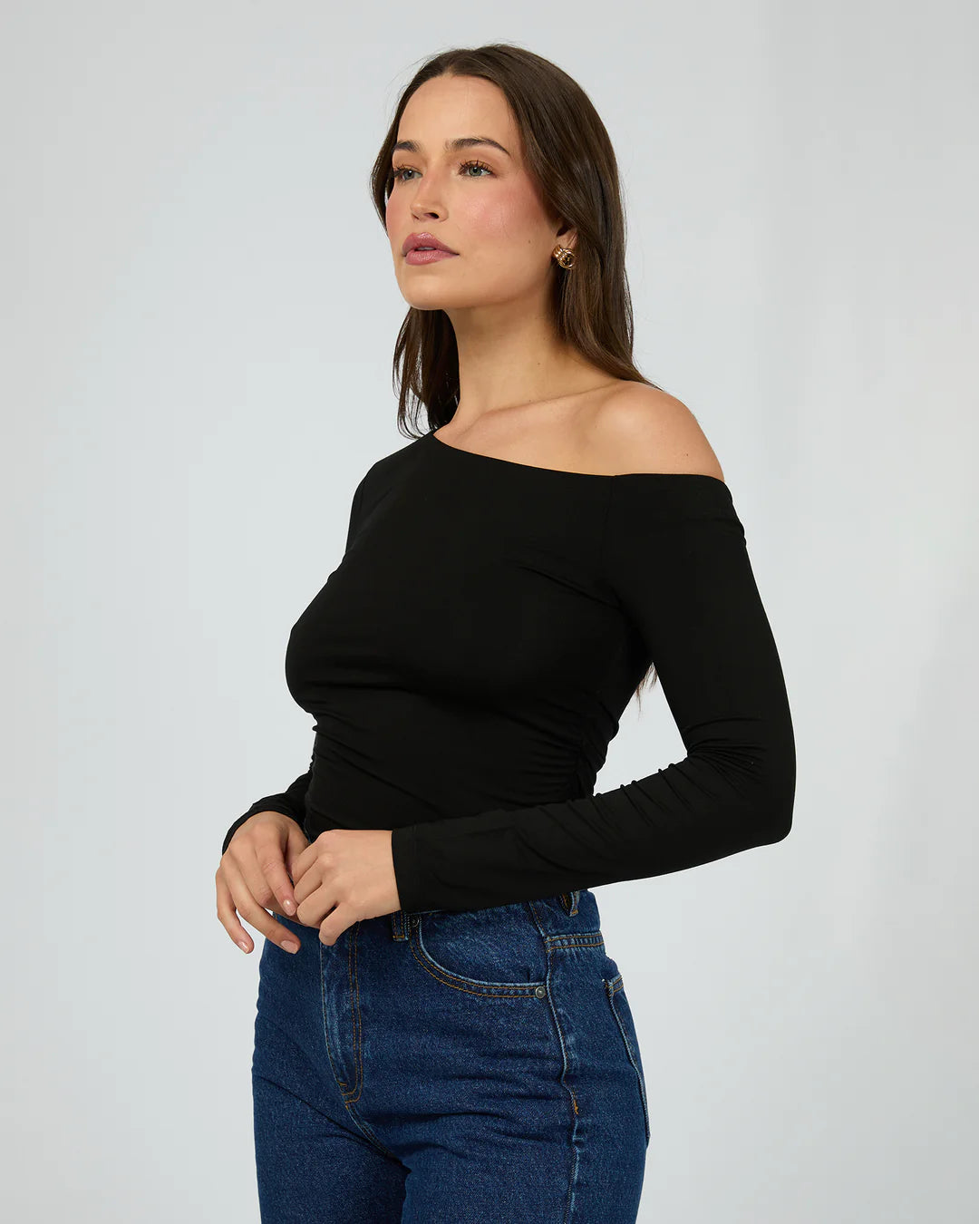 SILENT THEORY EVIE RUSHED LONG SLEEVE - Black