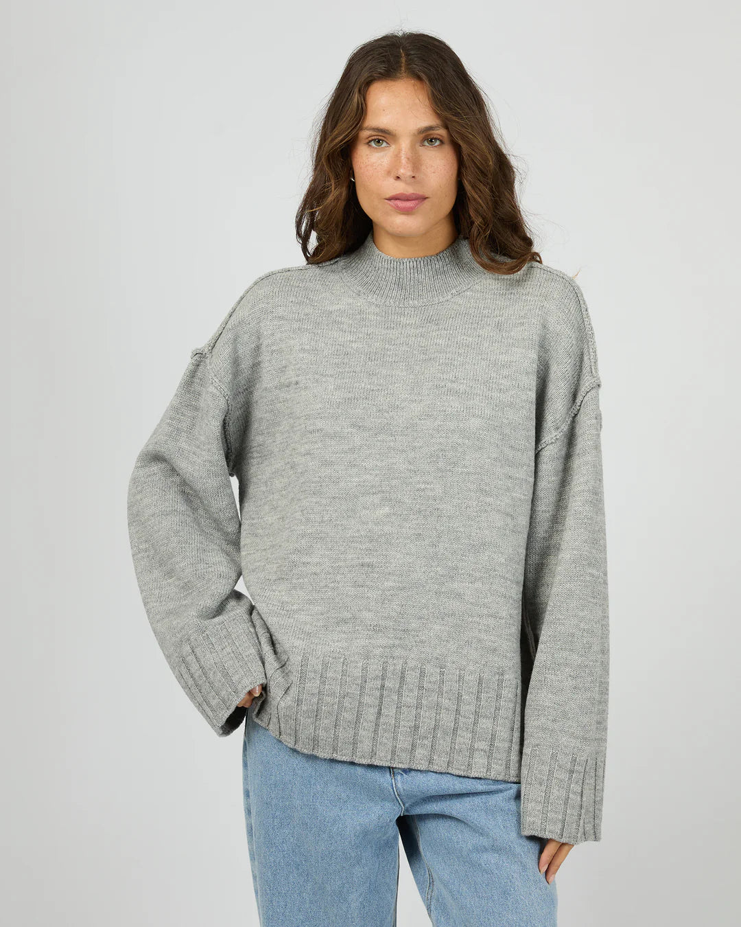 SILENT THEORY Lotus Knit Jumper - Grey Marle