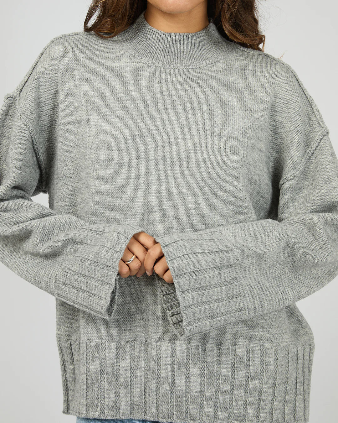 SILENT THEORY Lotus Knit Jumper - Grey Marle