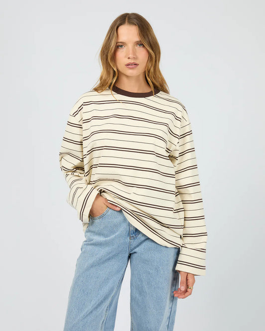 SILENT THEORY Stripe Long Sleeve Tee - Chocolate
