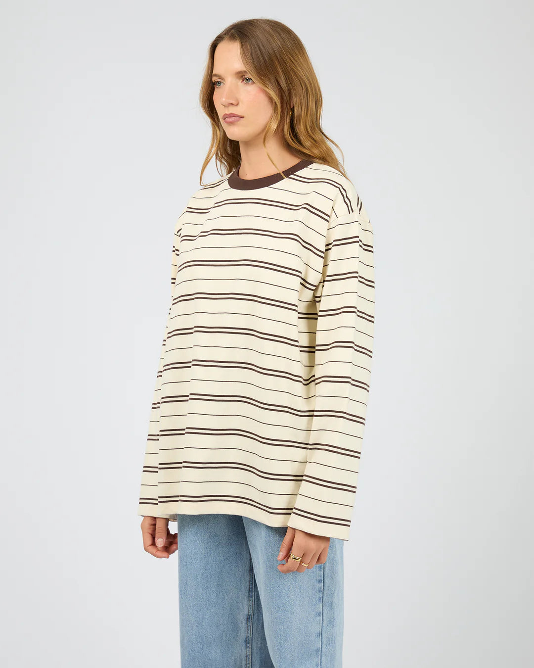 SILENT THEORY Stripe Long Sleeve Tee - Chocolate