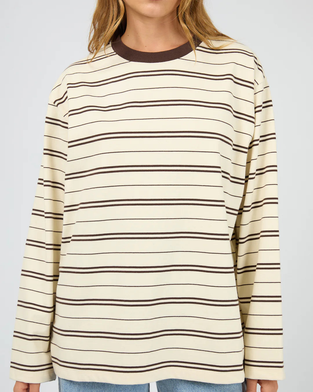 SILENT THEORY Stripe Long Sleeve Tee - Chocolate